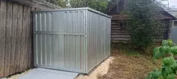 Секционный гараж для мотоцикла в цинковом цвете в дер. Григорьево, Чагодощенский мун.окр, Вологодская обл.